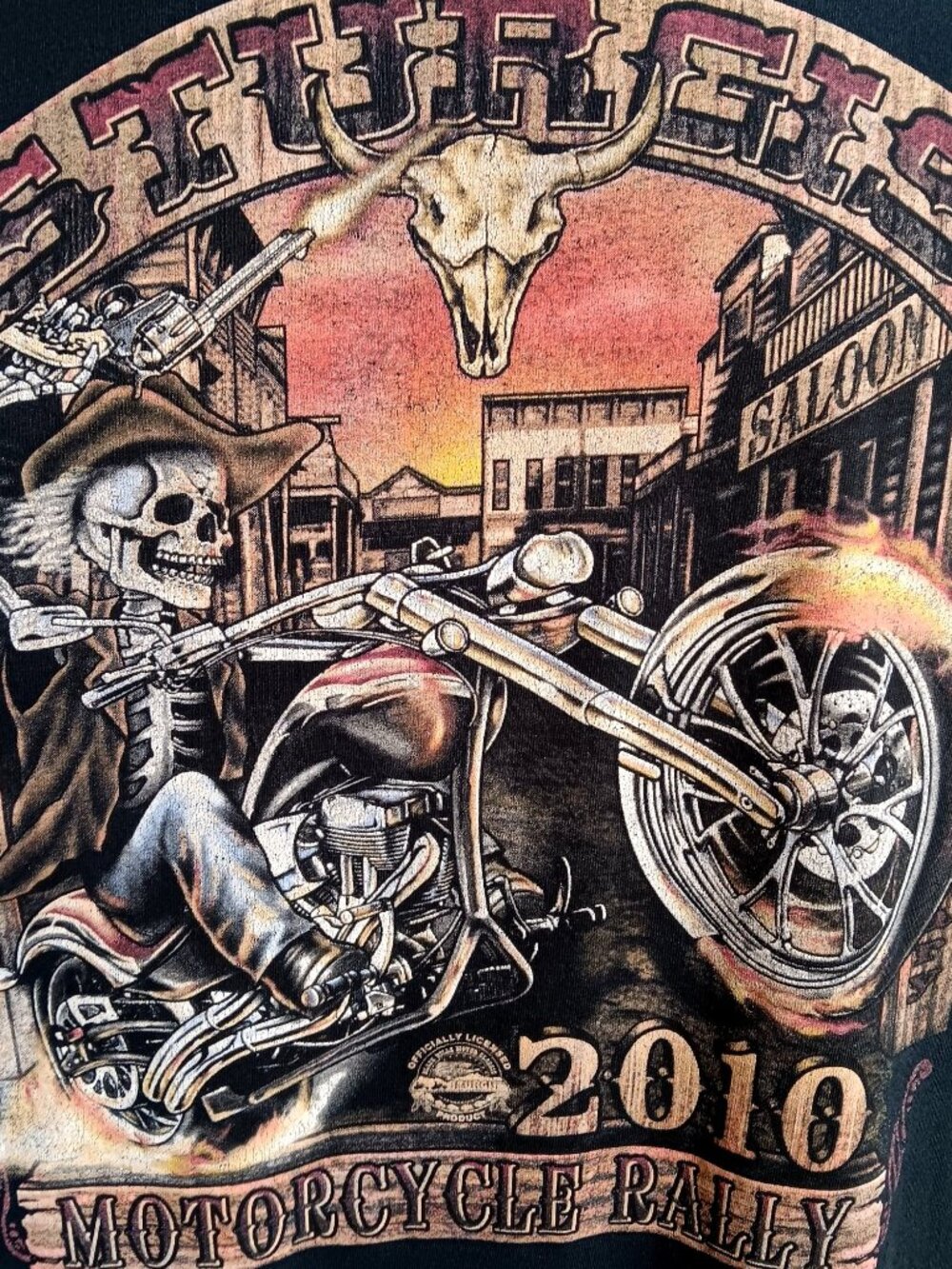 T-Shirt XL Sturgis 2010 Motorcycle Rally Biker Graphic Top Distress Fade
